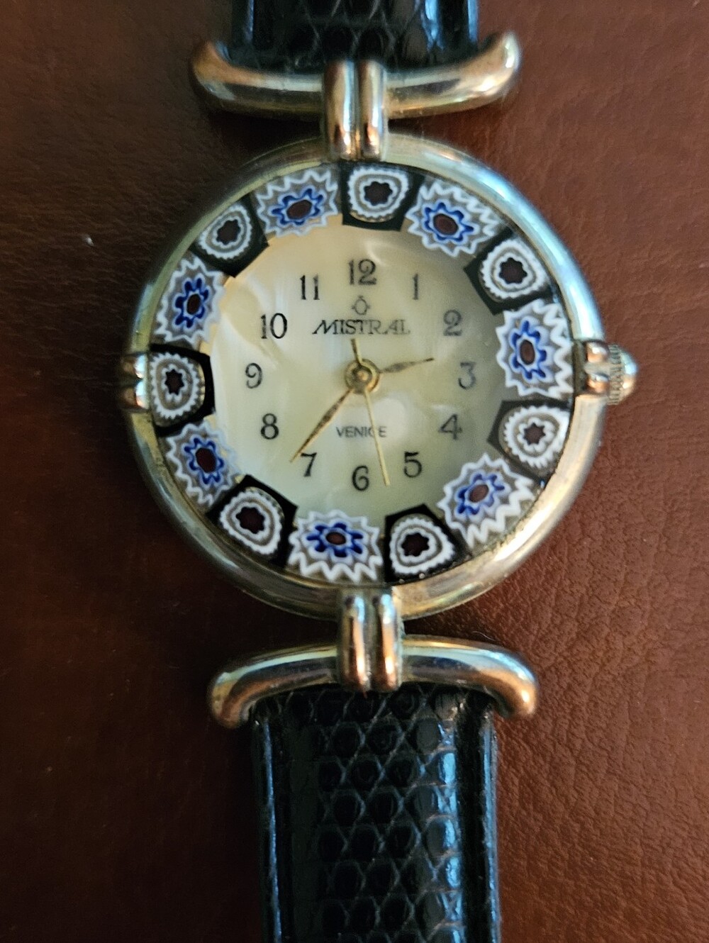 Mistral Venice Floral Millefiori Watch - Black Strap